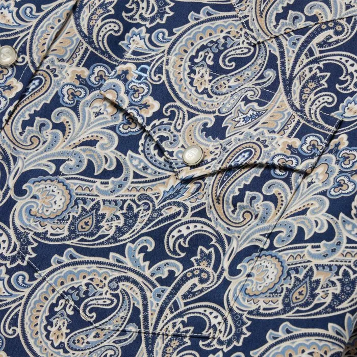 Greenspring Paisley Short Sleeve Western Shirt Blue Men Stetson Classic Cut