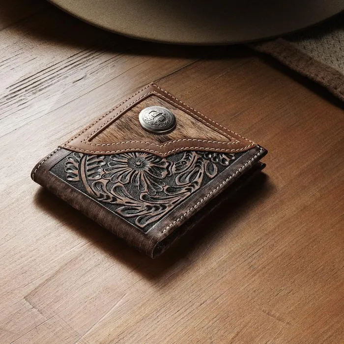 HairOnHide Concho BiFold Wallet Vintage Brown Men Stetson Billfolds