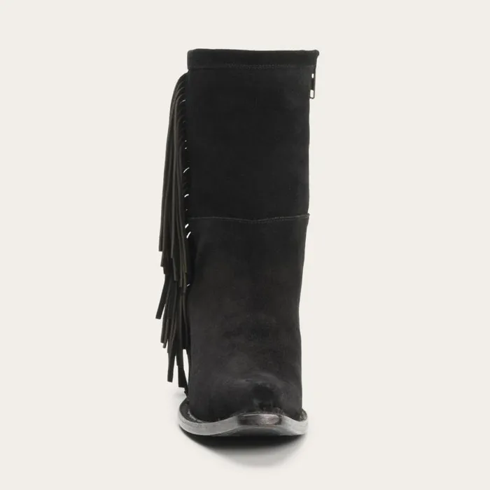 Halle Suede Fringe Side Zip Boot Black Women Stetson Shorties