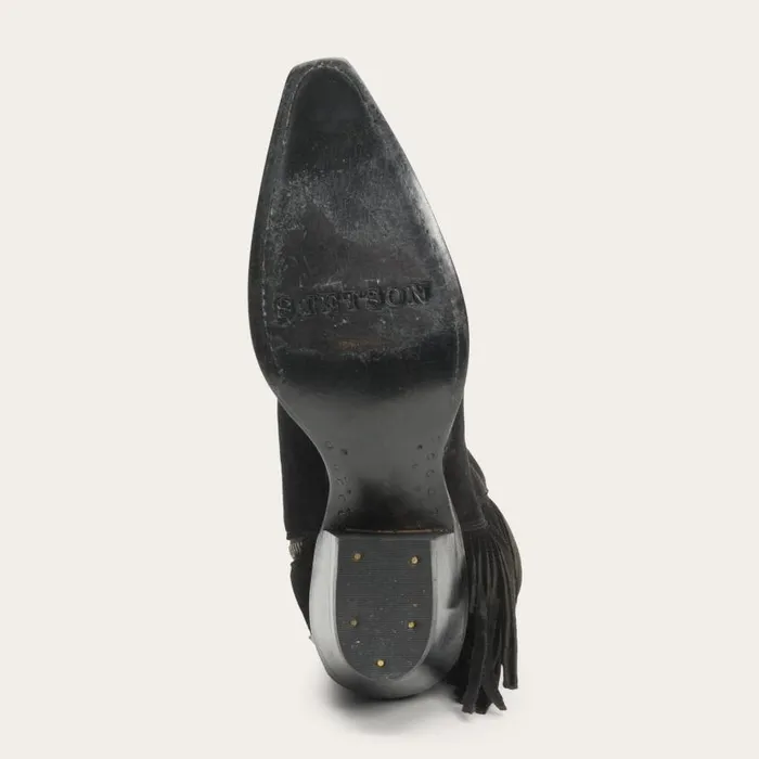 Halle Suede Fringe Side Zip Boot Black Women Stetson Shorties