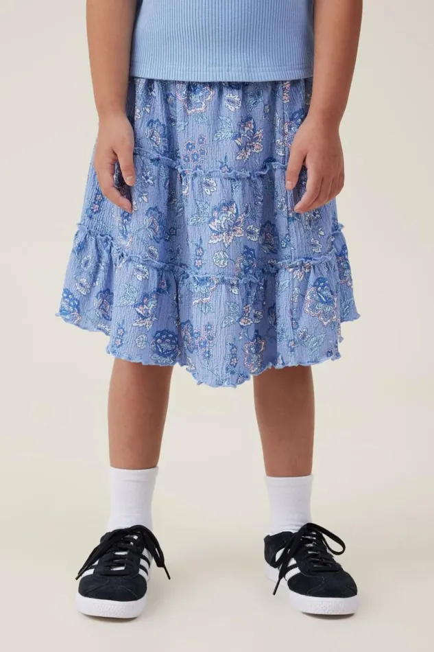 Hallie Tiered Skirt Dusk Bluefrida Folk Floral Girls Cotton On Shorts Skirts and Playsuits