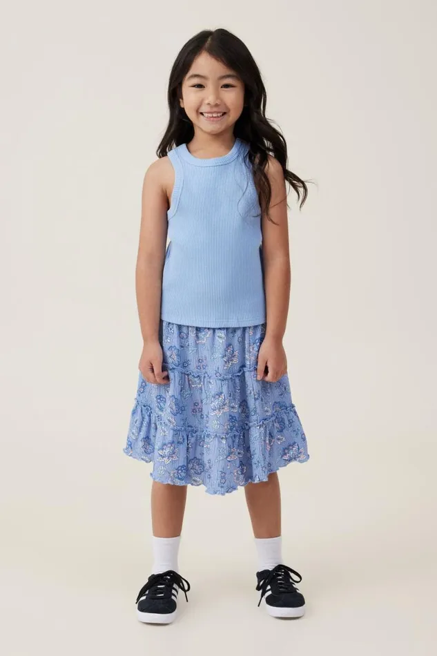 Hallie Tiered Skirt Dusk Bluefrida Folk Floral Girls Cotton On Shorts Skirts and Playsuits Hallie Tiered Skirt Dusk Bluefrida Folk Floral Girls Cotton On Shorts Skirts and Playsuits