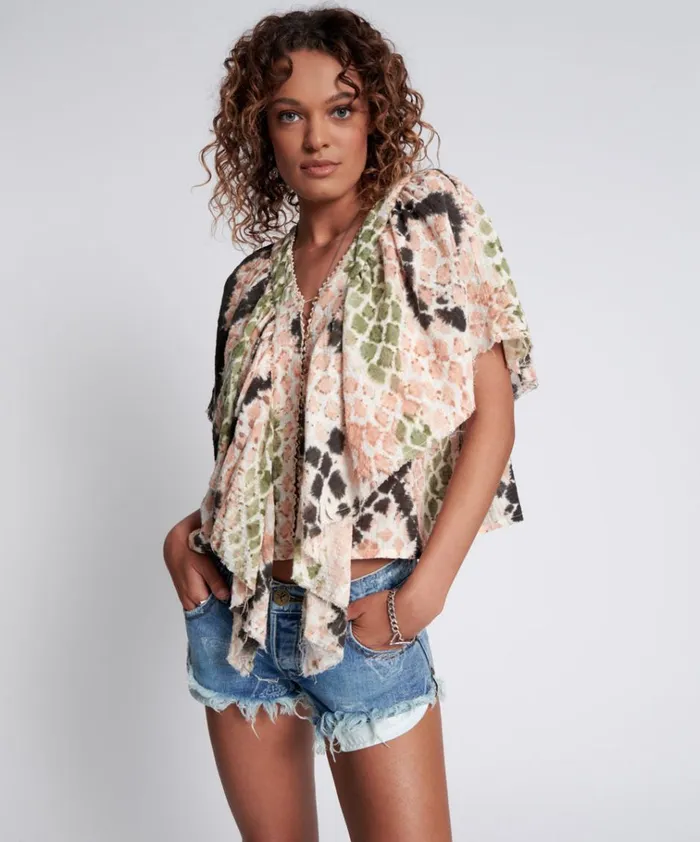 HAND PAINTED BOA TOP Women One Teaspoon Tops