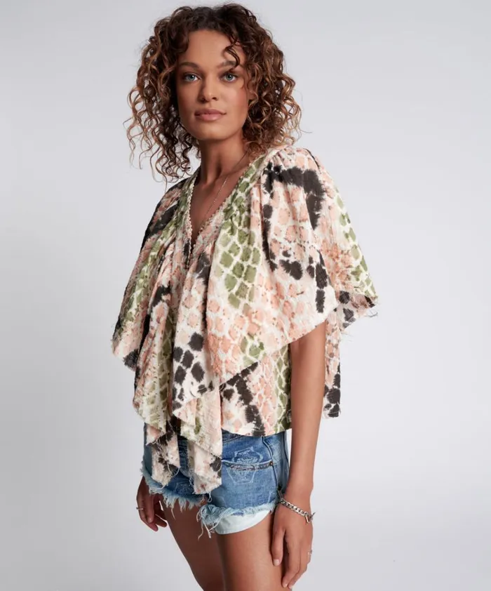 HAND PAINTED BOA TOP Women One Teaspoon Tops HAND PAINTED BOA TOP Women One Teaspoon Tops