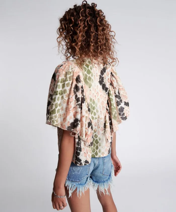 HAND PAINTED BOA TOP Women One Teaspoon Tops HAND PAINTED BOA TOP Women One Teaspoon Tops