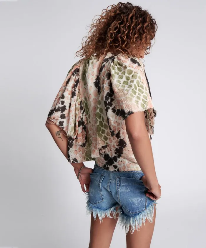 HAND PAINTED BOA TOP Women One Teaspoon Tops HAND PAINTED BOA TOP Women One Teaspoon Tops