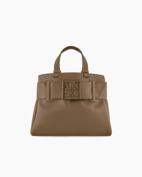 Handbag With ASV Logo Detail Brown Women Armani Shoppers