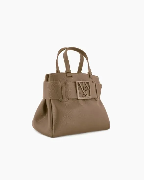 Handbag With ASV Logo Detail Brown Women Armani Shoppers Handbag With ASV Logo Detail Brown Women Armani Shoppers
