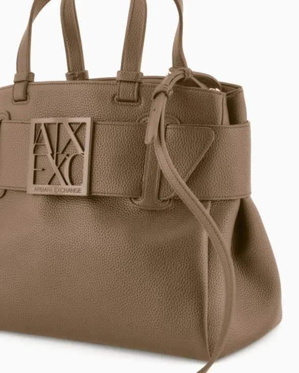 Handbag With ASV Logo Detail Brown Women Armani Shoppers Handbag With ASV Logo Detail Brown Women Armani Shoppers