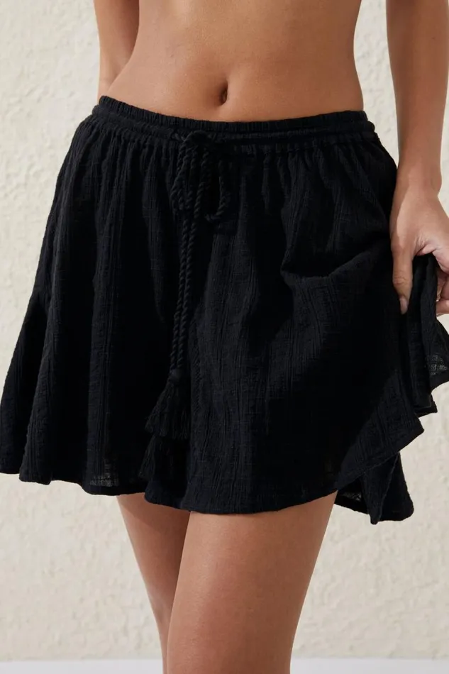 Hanky Hem Beach Mini Skirt Black Women Cotton On Skirts
