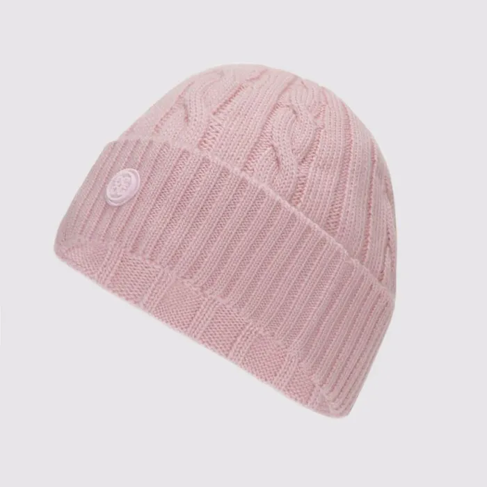 Hats Women GFORE CIRCLE G039S CASHMERE CABLE KNIT RIBBED BEANIE Blush