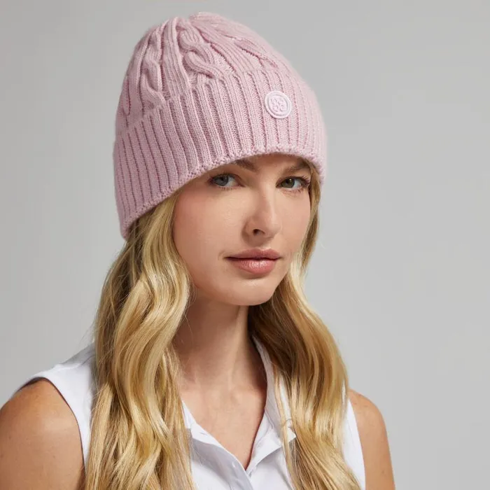 Hats Women GFORE CIRCLE G039S CASHMERE CABLE KNIT RIBBED BEANIE Blush Hats Women GFORE CIRCLE G039S CASHMERE CABLE KNIT RIBBED BEANIE Blush