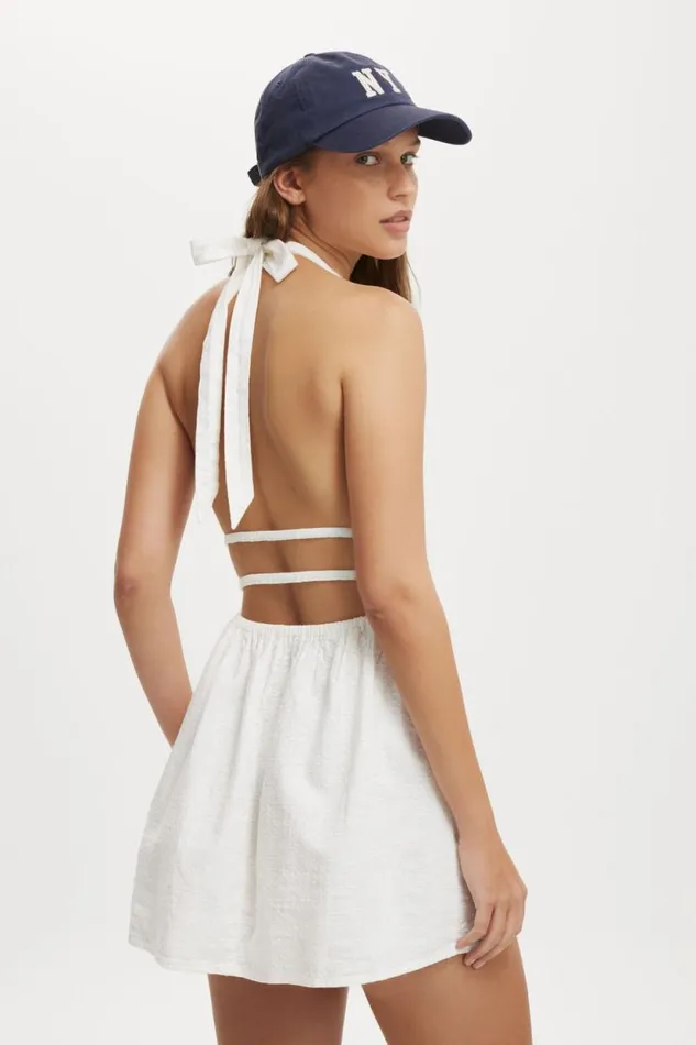 Haven Halter Mini Dress White Texture Women Cotton On Dresses