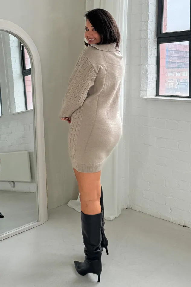 Hayes 14 Zip Camel Cable Knit Jumper Dress Women Girl In Mind Knitwear Hayes 14 Zip Camel Cable Knit Jumper Dress Women Girl In Mind Knitwear