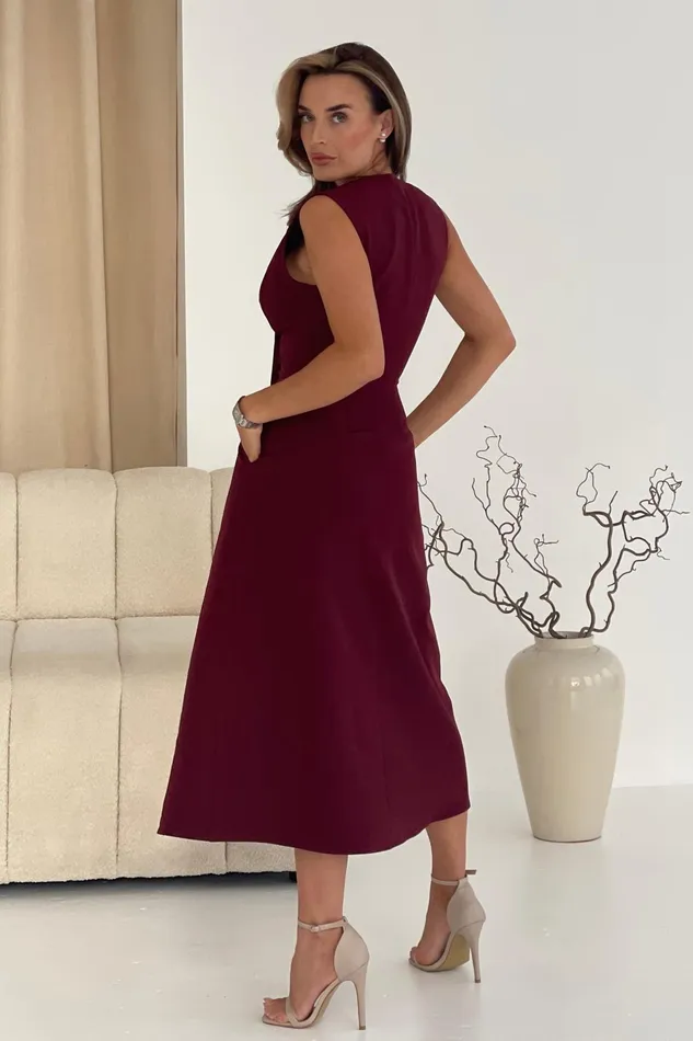 Hazel Tailored Sleeveless Midi Dress Wine Women Girl In Mind Midi Dresses