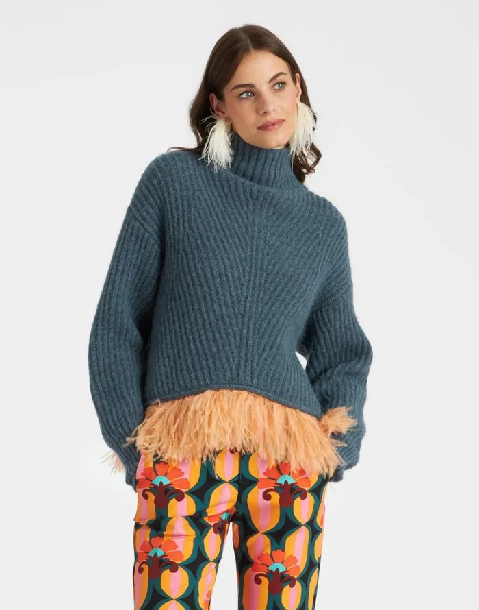 High Kick Sweater Blue Women La Double J Knitwear