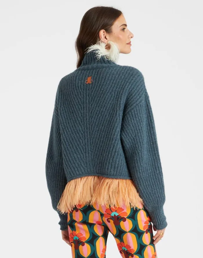 High Kick Sweater Blue Women La Double J Knitwear High Kick Sweater Blue Women La Double J Knitwear