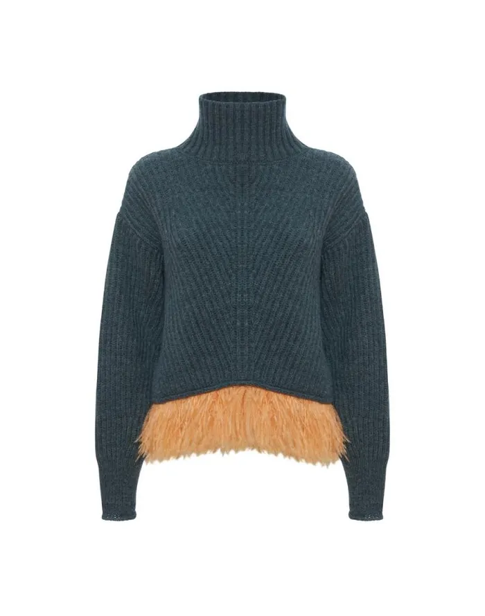 High Kick Sweater Blue Women La Double J Knitwear High Kick Sweater Blue Women La Double J Knitwear