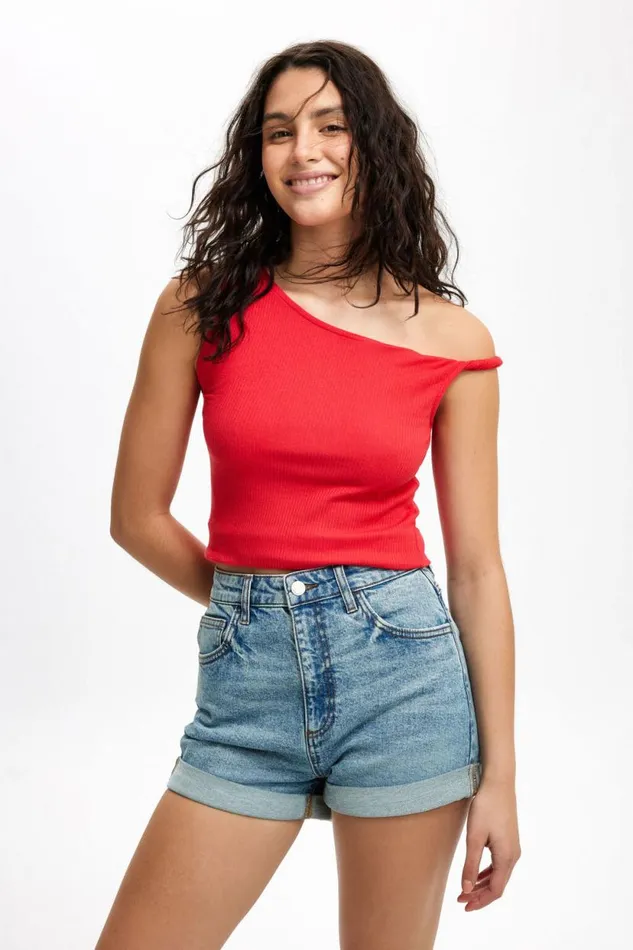 High Rise Classic Stretch Denim Short Lake Blue Women Cotton On Shorts