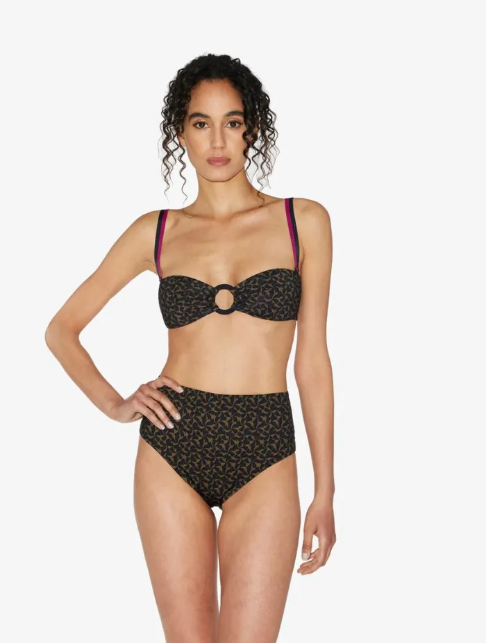 Highwaisted Belted Bikini Briefs In Dark Green And Black Swim La Perla Bikinis