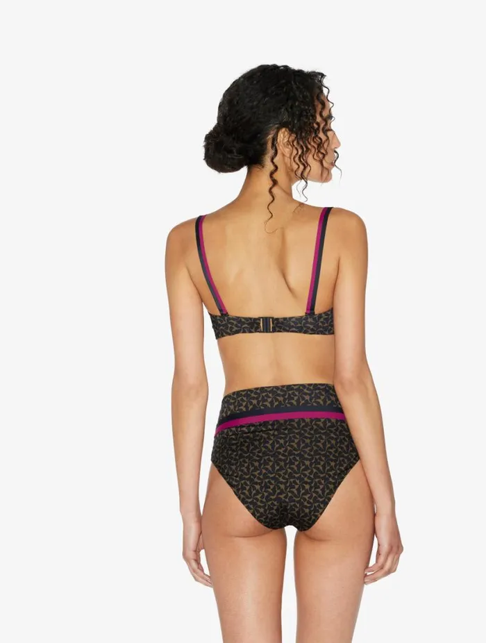 Highwaisted Belted Bikini Briefs In Dark Green And Black Swim La Perla Bikinis