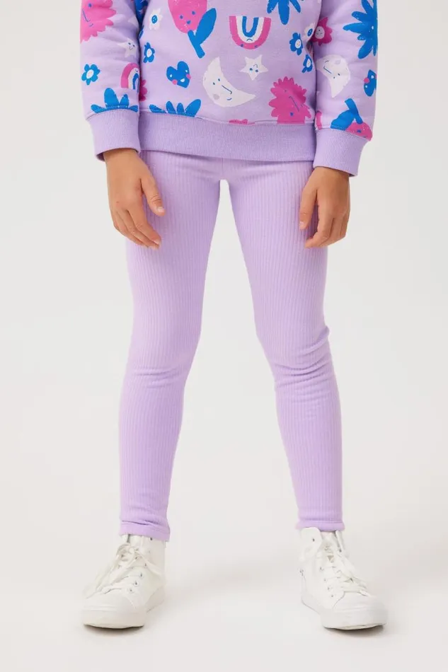 Huggie Tights Lilac Drop Rib Girls Cotton On Leggings Pants and Jeans