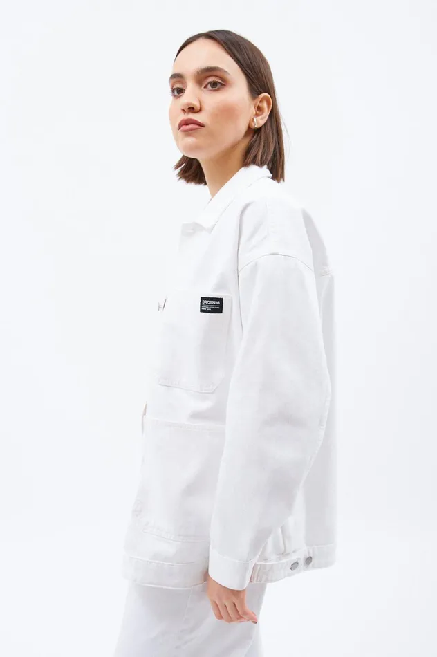 Ina Worker Jacket 8211 White White Women Dr Denim Outerwear