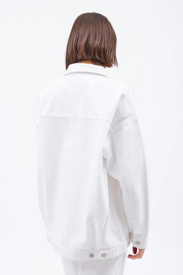 Ina Worker Jacket 8211 White White Women Dr Denim Outerwear