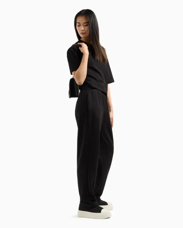 Interlock Trousers With Rhinestone Logo Black Women Armani Matching Sets Interlock Trousers With Rhinestone Logo Black Women Armani Matching Sets