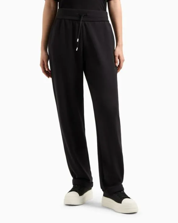 Interlock Trousers With Rhinestone Logo Black Women Armani Matching Sets Interlock Trousers With Rhinestone Logo Black Women Armani Matching Sets