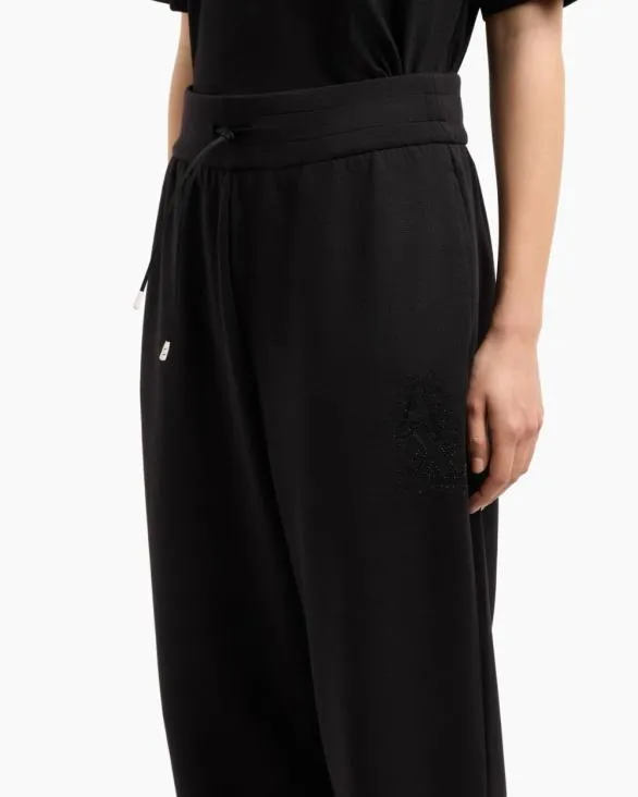 Interlock Trousers With Rhinestone Logo Black Women Armani Matching Sets Interlock Trousers With Rhinestone Logo Black Women Armani Matching Sets