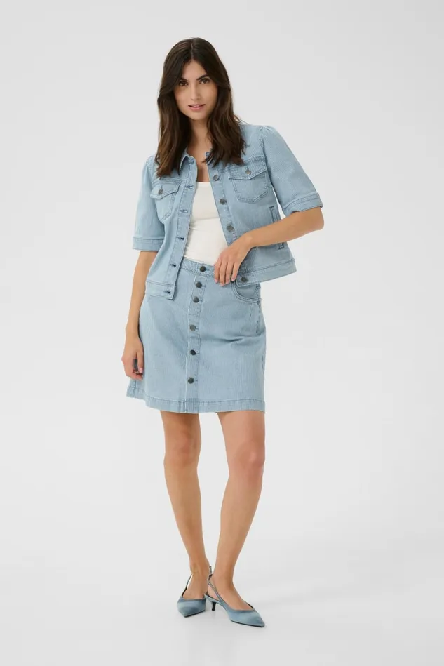 Jackets and Coats Women CULTURE CUmilky Casual Jacket Bluewhite Stripe