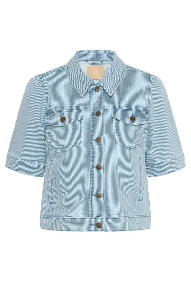 Jackets and Coats Women CULTURE CUmilky Casual Jacket Bluewhite Stripe