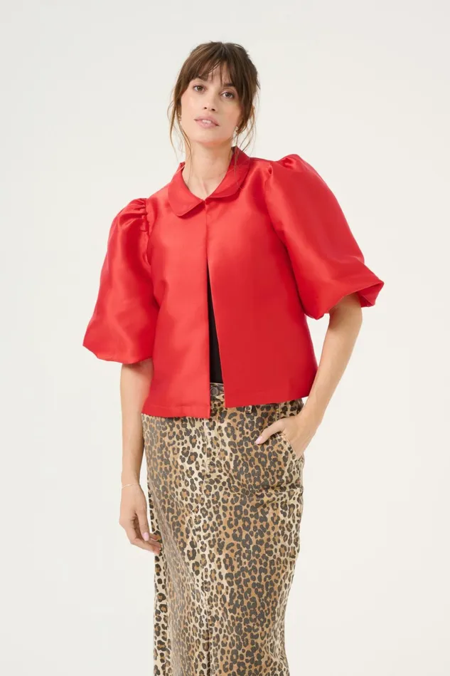 Jackets and Coats Women CULTURE CUtafta Satin Jacket Fiery Red