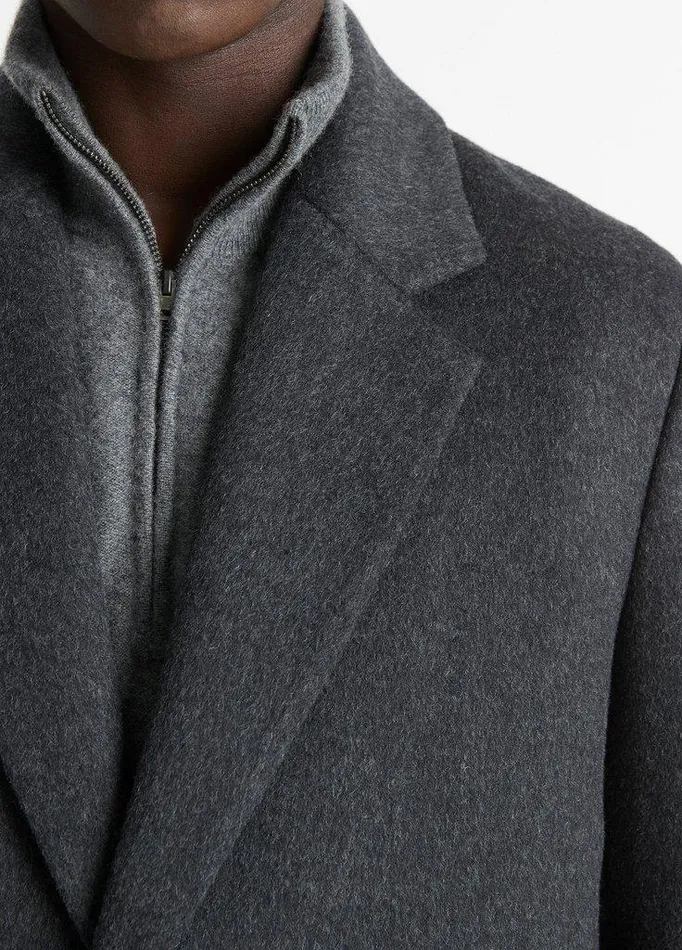Jackets and Outerwear Men Vince Classic Italian WoolBlend Coat Heather Charcoal Jackets and Outerwear Men Vince Classic Italian WoolBlend Coat Heather Charcoal