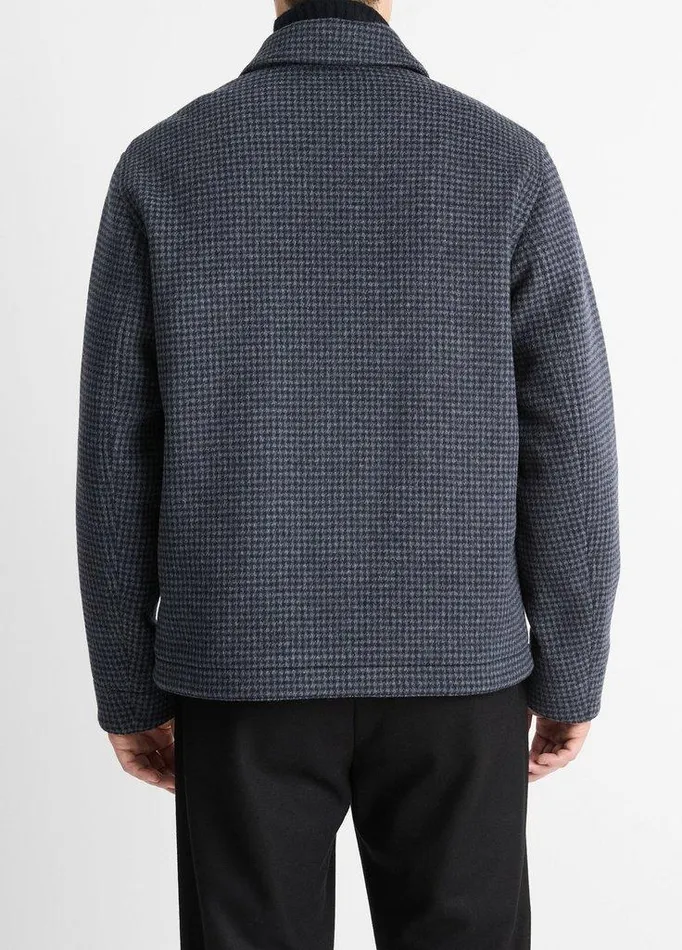 Jackets and Outerwear Men Vince Houndstooth WoolBlend Deck Jacket Coastal Bluegrey Jackets and Outerwear Men Vince Houndstooth WoolBlend Deck Jacket Coastal Bluegrey
