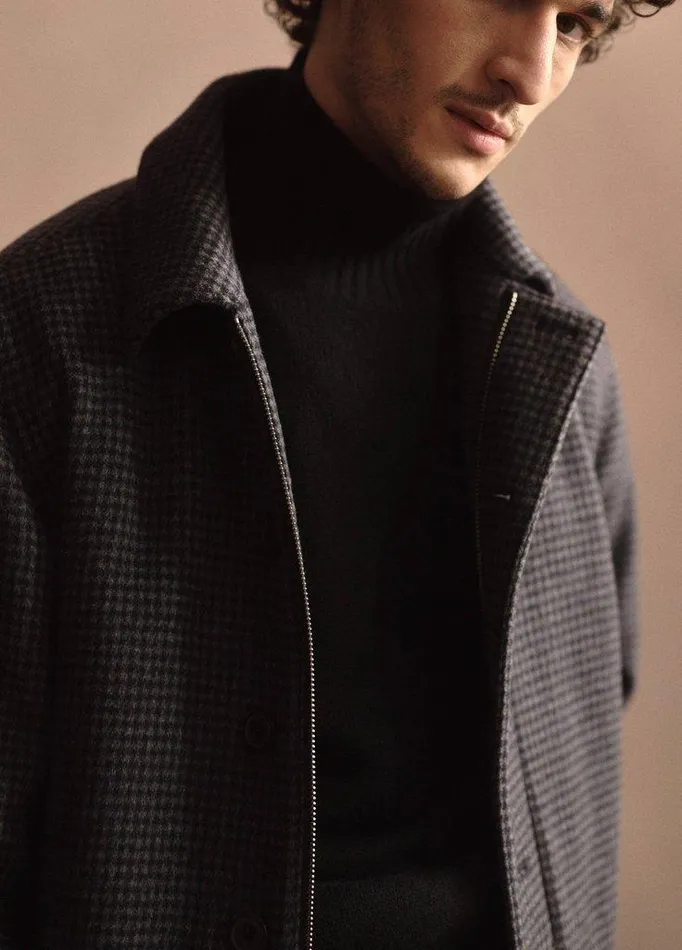 Jackets and Outerwear Men Vince Houndstooth WoolBlend Deck Jacket Coastal Bluegrey Jackets and Outerwear Men Vince Houndstooth WoolBlend Deck Jacket Coastal Bluegrey
