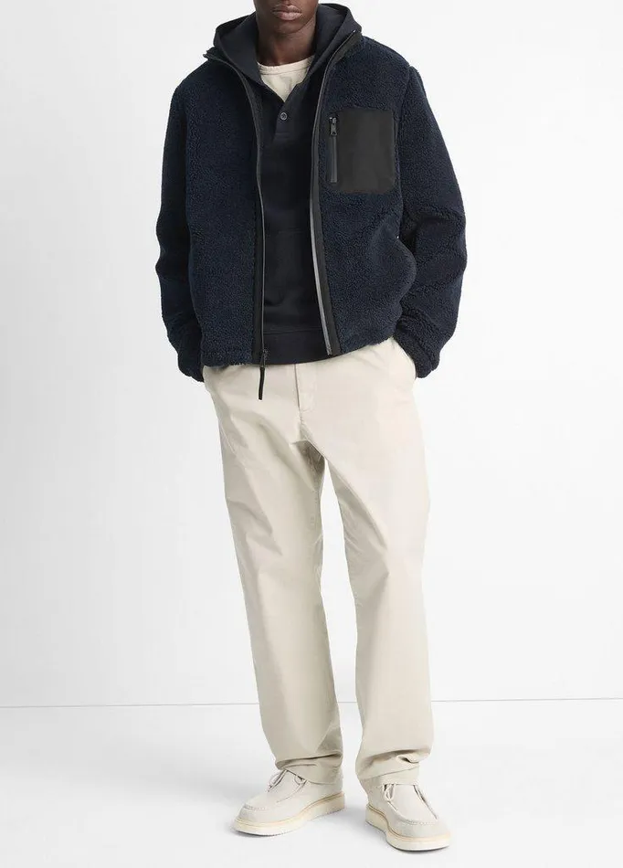 Jackets and Outerwear Men Vince Sherpa Zip Jacket Coastal Blue