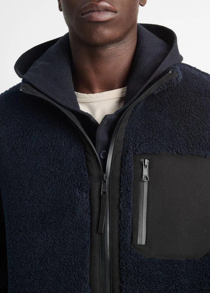 Jackets and Outerwear Men Vince Sherpa Zip Jacket Coastal Blue Jackets and Outerwear Men Vince Sherpa Zip Jacket Coastal Blue