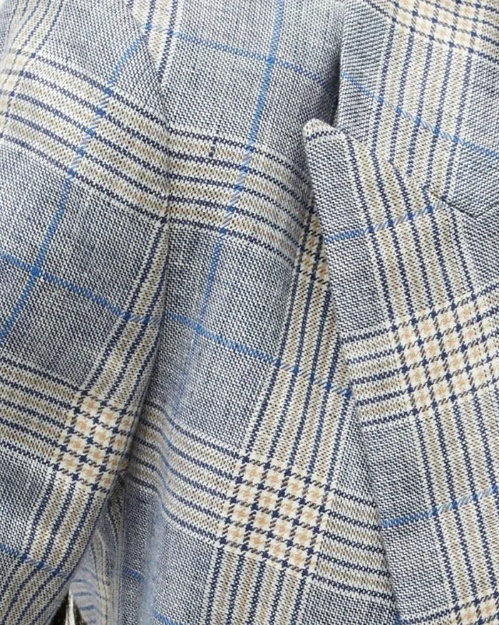 Jackets and Outerwear ShopJackets Veronica Beard Beacon Plaid Linen Dickey Jacket Blue Multi