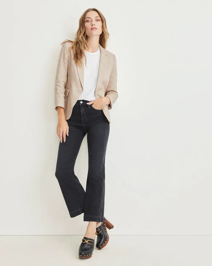 Jackets and Outerwear ShopJackets Veronica Beard Cutaway Linen Dickey Jacket Beige