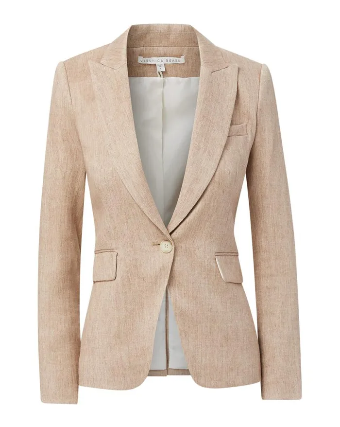 Jackets and Outerwear ShopJackets Veronica Beard Cutaway Linen Dickey Jacket Beige