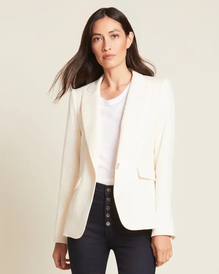 Jackets and Outerwear ShopJackets Veronica Beard Cutaway Linen Dickey Jacket Beige