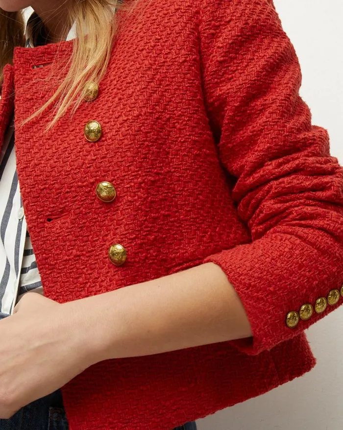 Jackets and Outerwear Shop Veronica Beard Bentley Tweed Jacket Nantucket Red