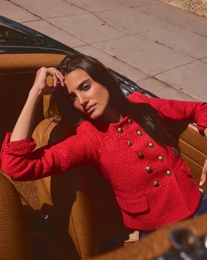 Jackets and Outerwear Shop Veronica Beard Bentley Tweed Jacket Nantucket Red