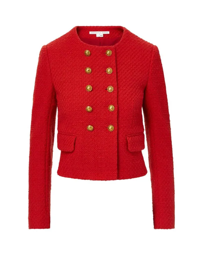 Jackets and Outerwear Shop Veronica Beard Bentley Tweed Jacket Nantucket Red
