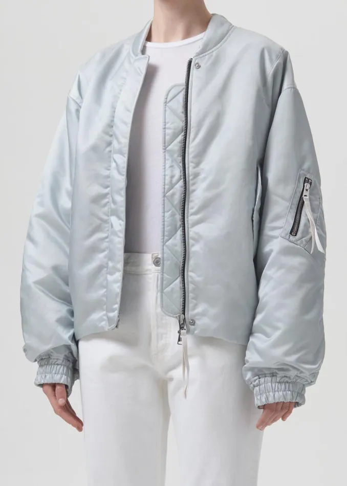 Jackets and Outerwear Women Agolde Shoreditch Ski Club X AGOLDE Nisa Bomber Jacket In Oyster