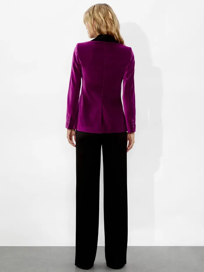 Jackets Coats Women Alice Olivia MACEY NOTCH COLLAR VELVET BLAZER WITH COMBO LAPEL Black
