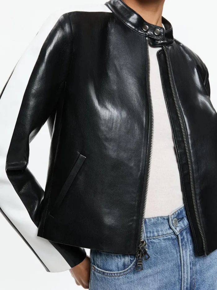Jackets Coats Women Alice Olivia RICKIE VEGAN LEATHER RACER JACKET Black