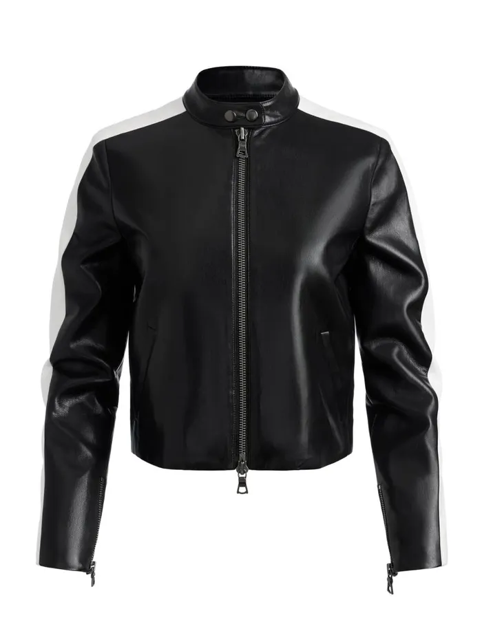 Jackets Coats Women Alice Olivia RICKIE VEGAN LEATHER RACER JACKET Black